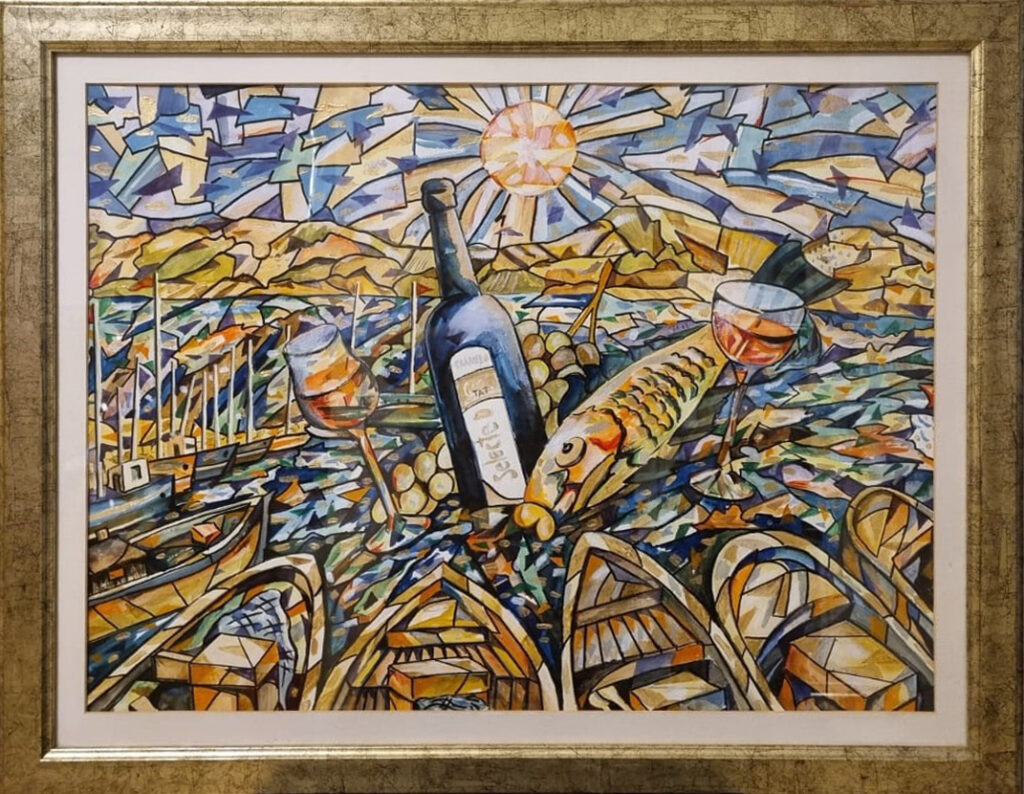Whispers of the Harbor watercolor painting by Boris Tatievsky