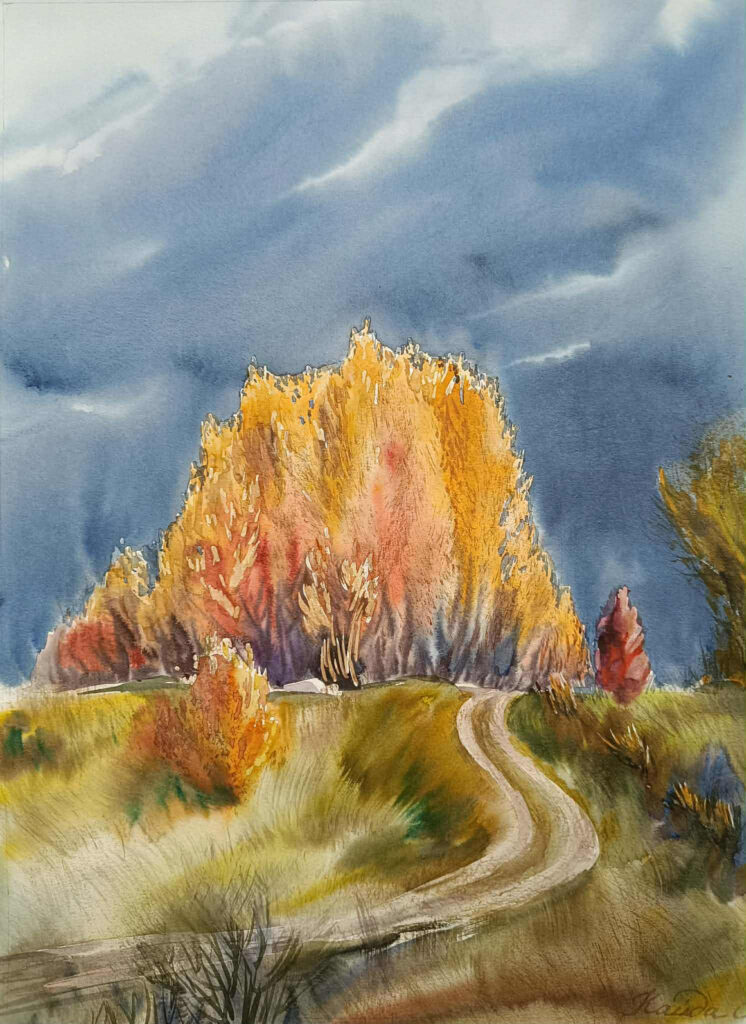 "Autumn Before the Storm" - original watercolor painting by Oksana Kaida Autumn Before the Storm watercolor painting by Oksana Kaida
