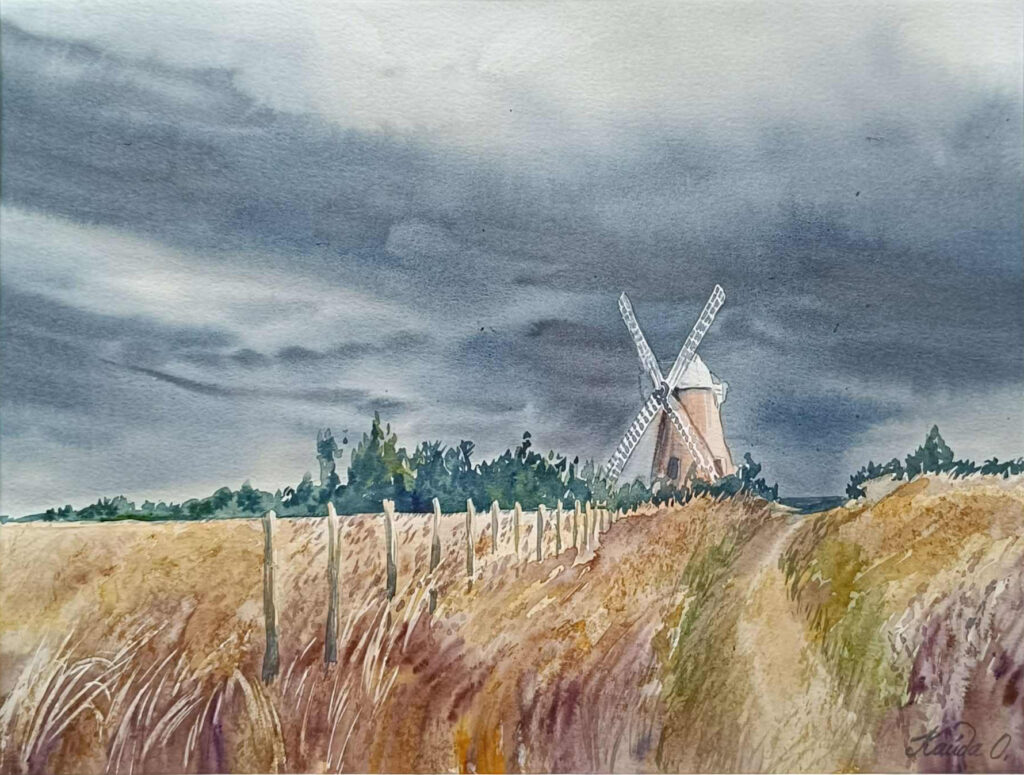 Dutch Landscape - watercolor painting by Oksana Kaida